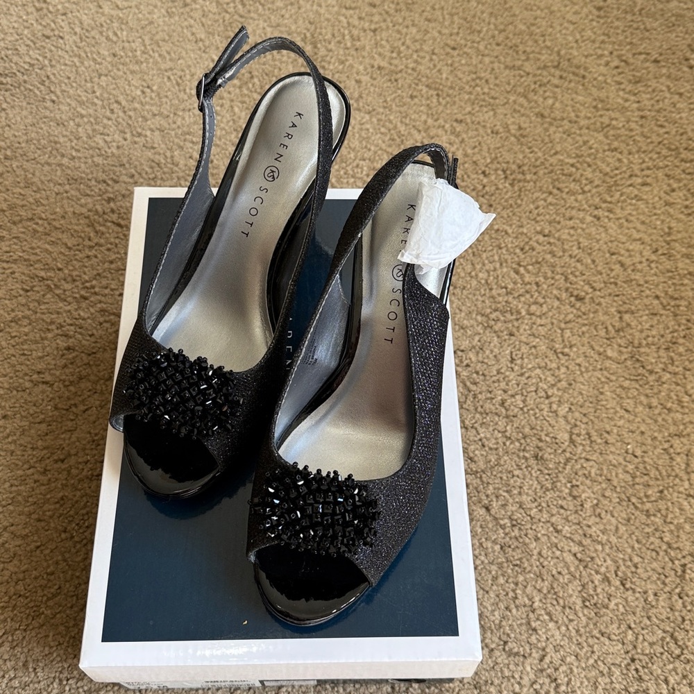 Karen Scott dressy Black Slingback Heels